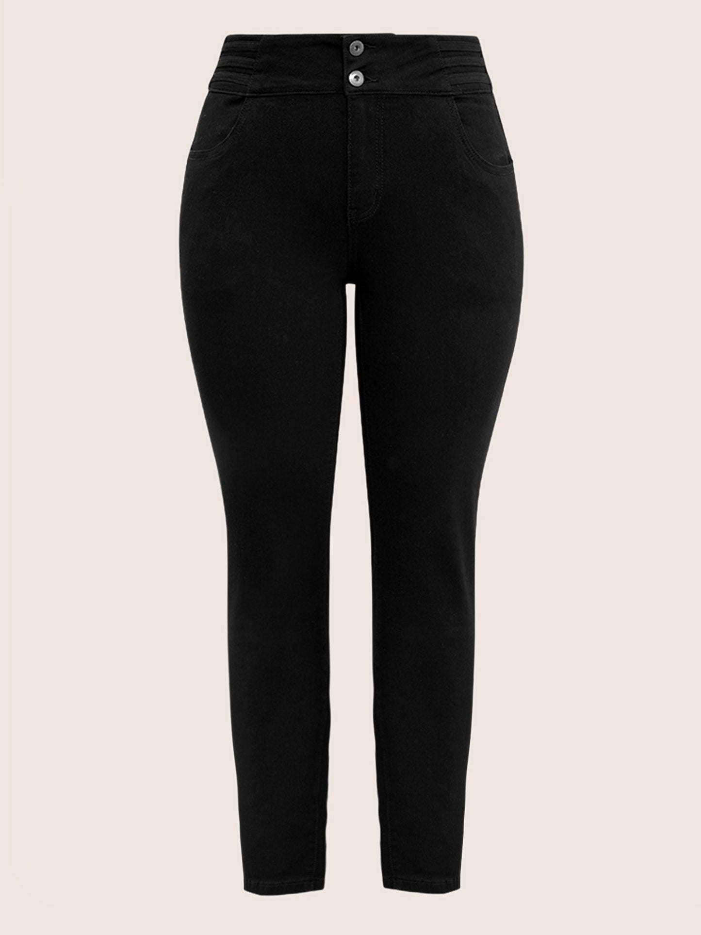 Black Wash Button Through Skinny Jeans