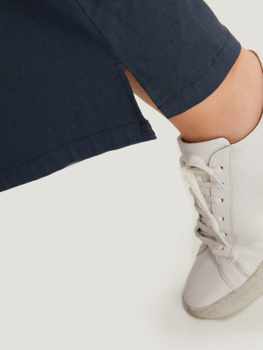 Plain Pocket Drawstring Split HemWide leg Pants