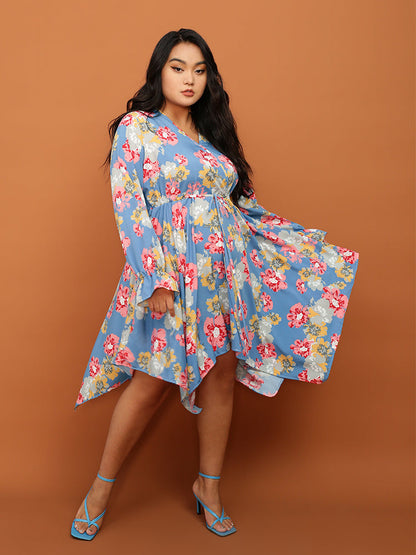 Irregular Hem Floral Dress