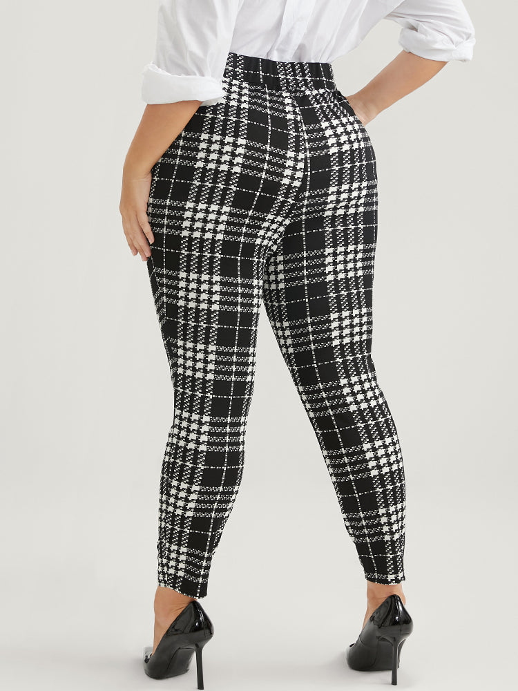 Tartan Elastic Waist Skinny Leggings
