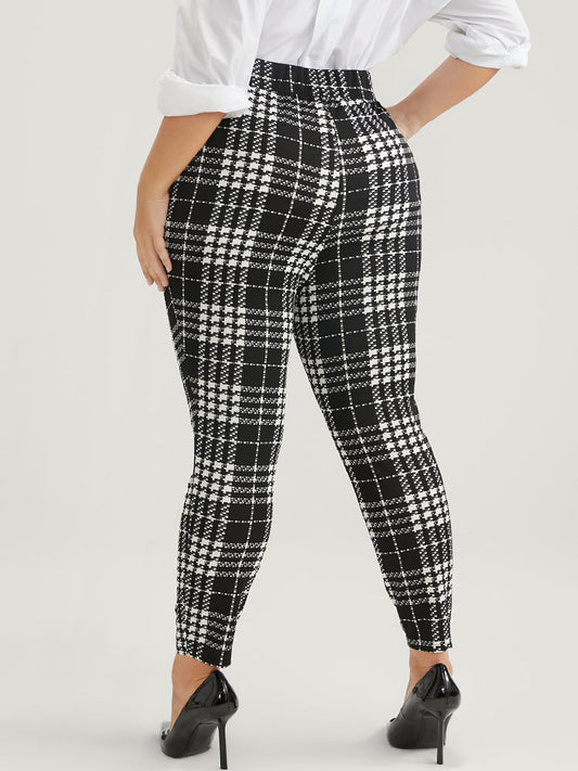Tartan Elastic Waist Skinny Leggings