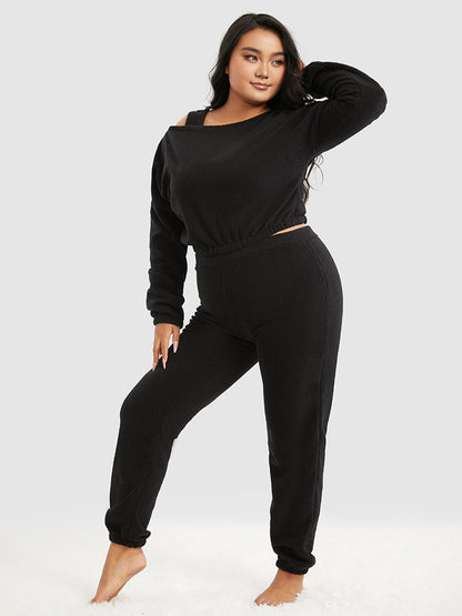 3pcs Solid Teddy Lounge Set