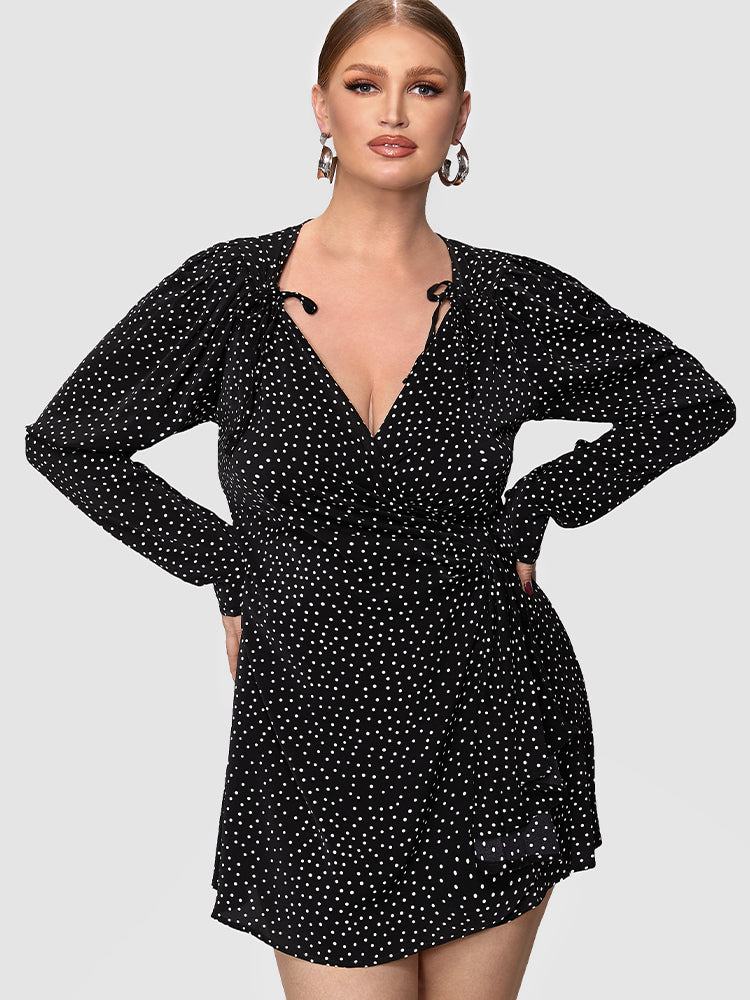 Polka Dot Drawstring Dress