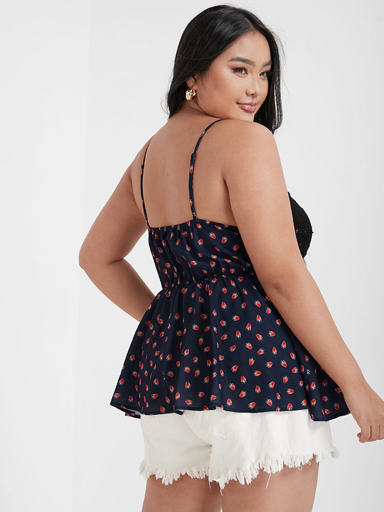 Strawberries Crochet Lace Ruffles Cami Top