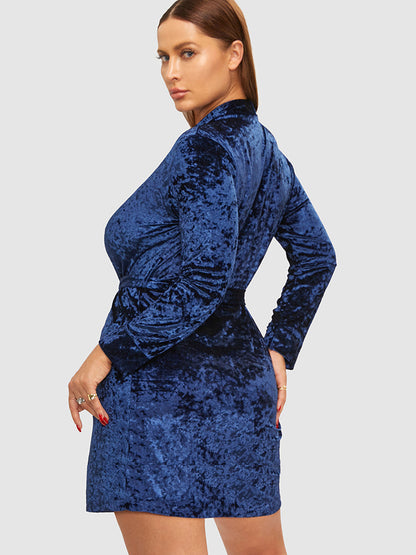 Solid Belted Velvet Sleep Robe