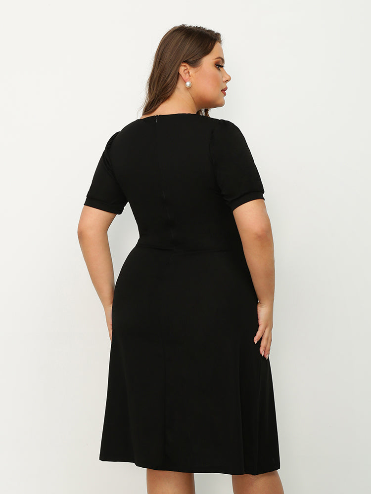 Slit Hem Twist Front Dress