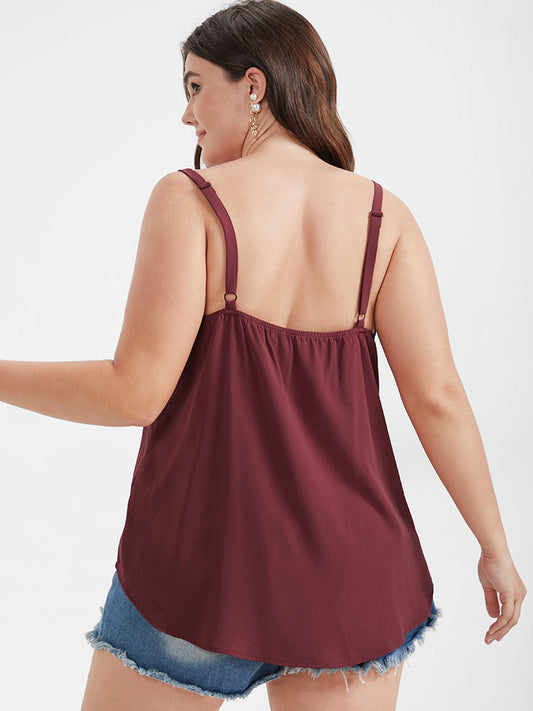 Plain Fake Button Backless Cami Top