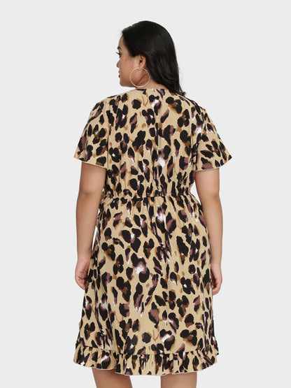 Leopard Wrap Ruffle Dress