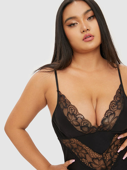 Sheer Lace Insert Cut Out Sleep Dress