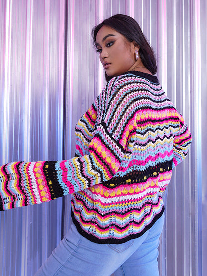 Color Corrugated Cutout Sweater