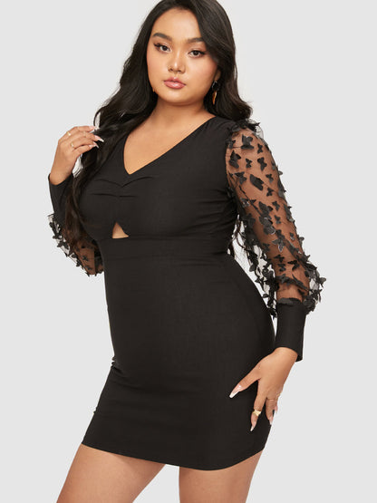Butterfly Patched Cut Out Bodycon Dress