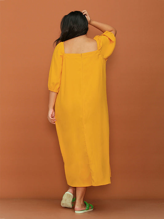 Square Neck Puff Sleeve Dress