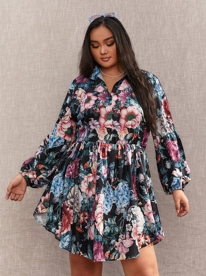 ruffled hem knot front floral dress