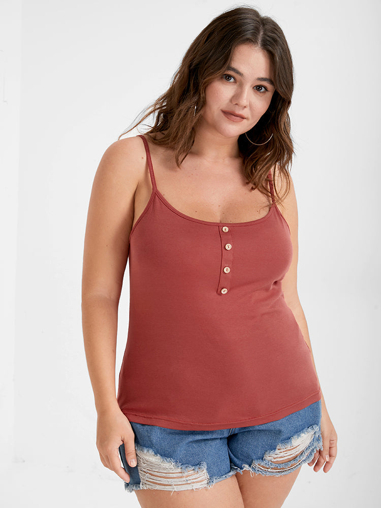 Plain Button Rib Cami Top