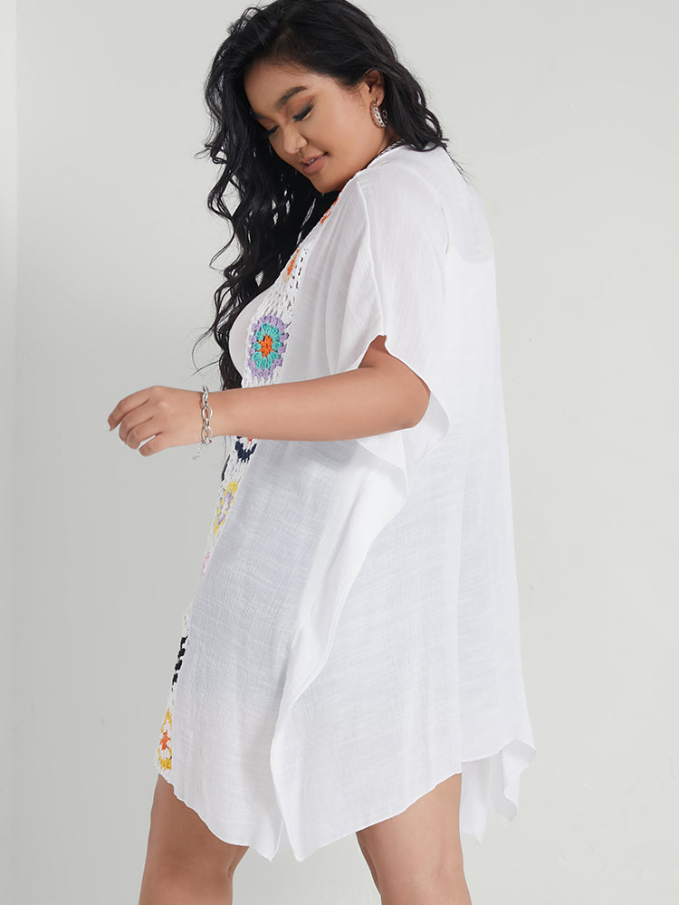 Geometric Crochet Pattern Dolman Sleeve Kimono