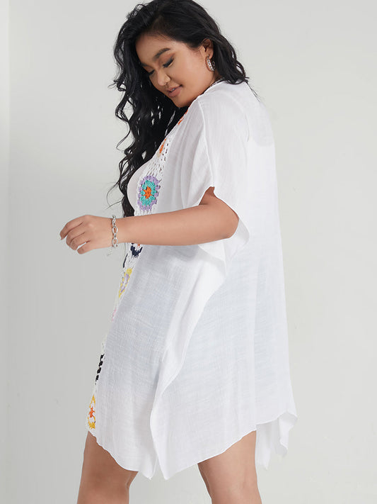 Geometric Crochet Pattern Dolman Sleeve Kimono