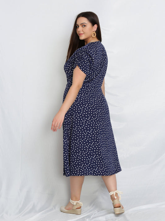Ditsy Button Up Split Dress