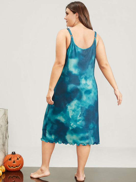 Halloween Print Scalloped Trim Cami Dress