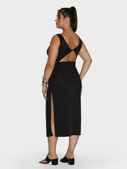 Back Cut Out Split Hem Dress