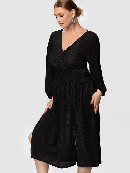 High Split V-neck Dress