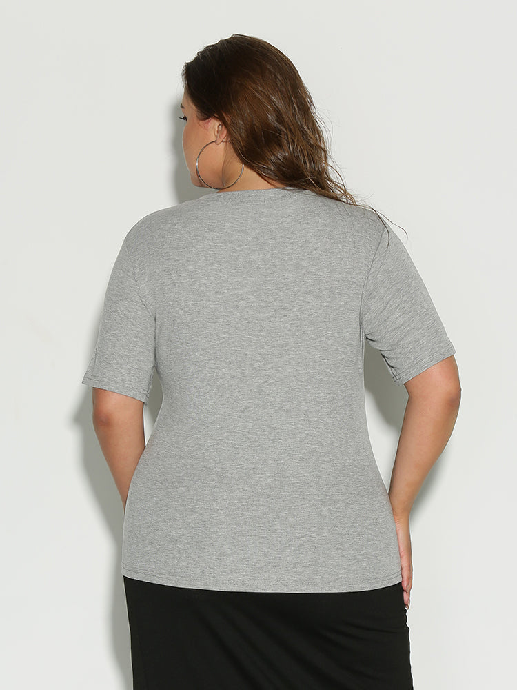 Cut Out Round Neck T-Shirt