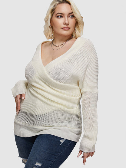 Surplice Wrap Solid Sweater
