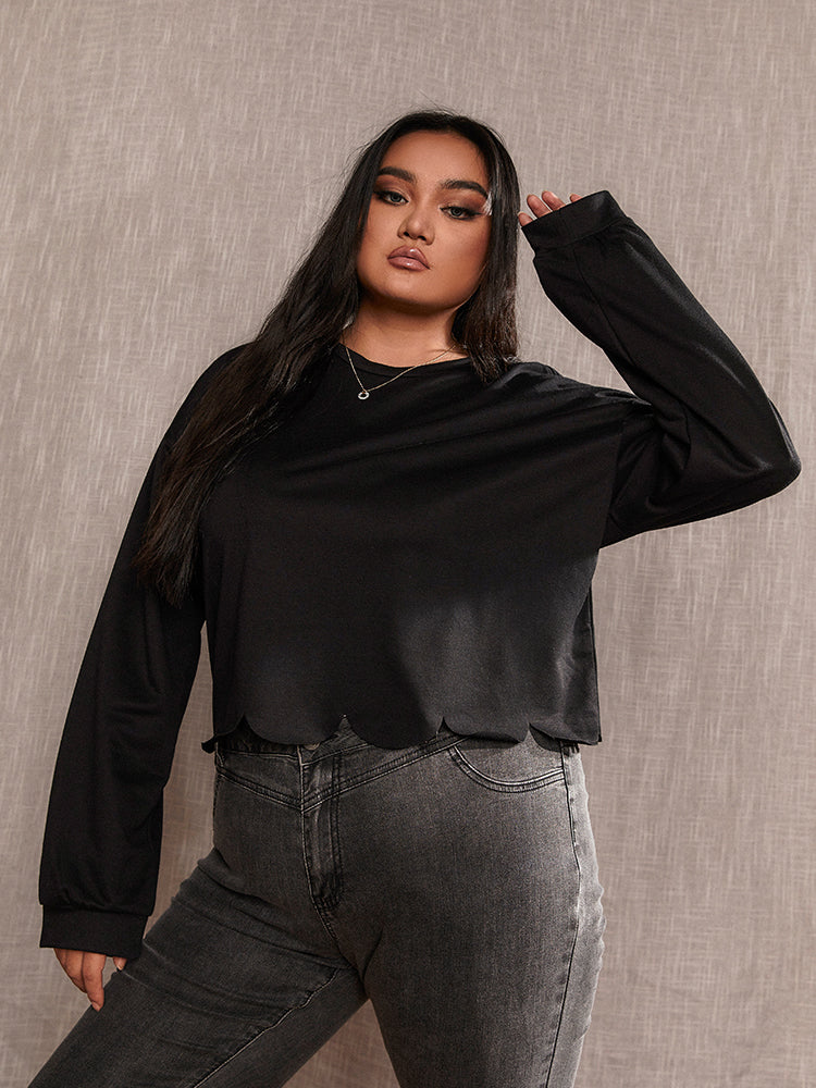 Wave Hem lLong Sleeve T-shirt