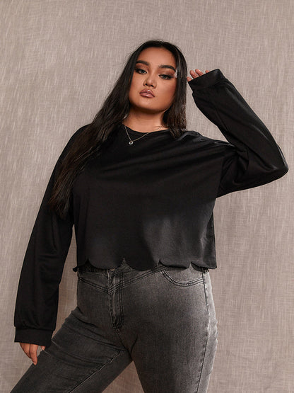 Wave Hem lLong Sleeve T-shirt