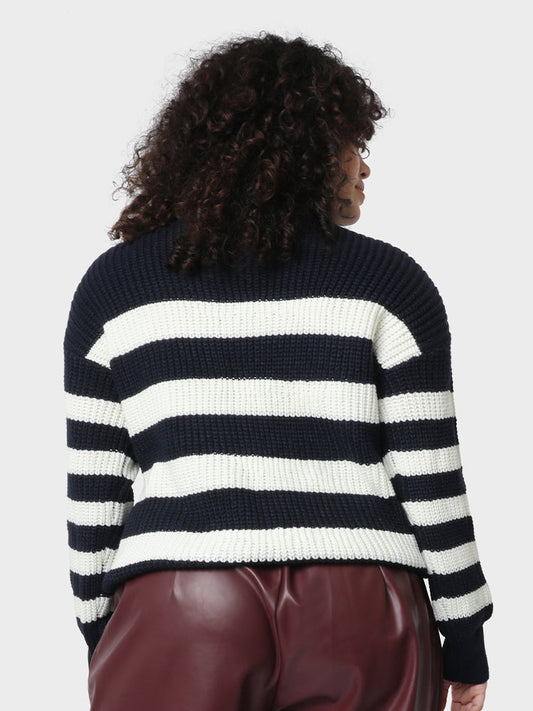 Button Stripe Sweater