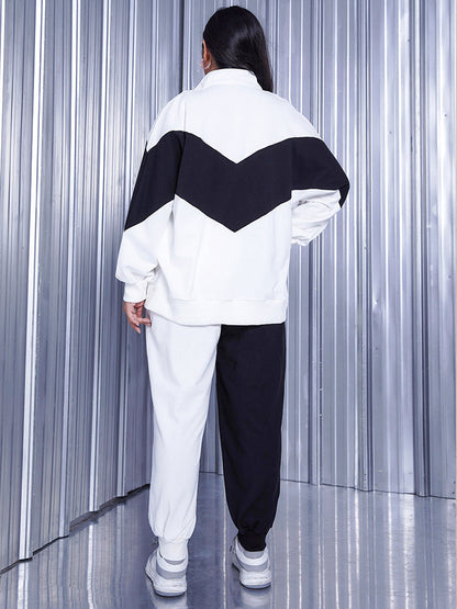 Black and White Contrast High Waist Pants