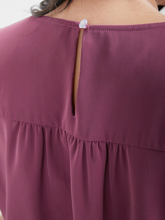 Solid Button Keyhole Round Neck Tank Top