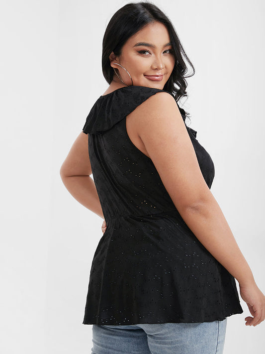 Plain Ruffles Broderie Anglaise Tank Top