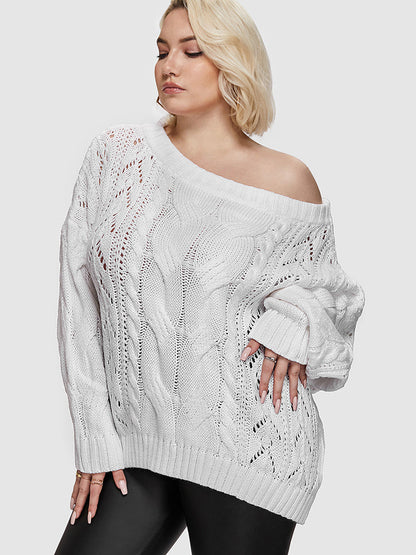 Solid Cable Knit Cut Out Sweater