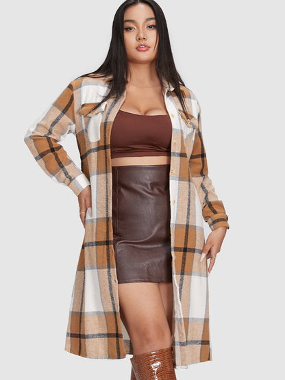 Plaid Pocket Belted Shirt Dress