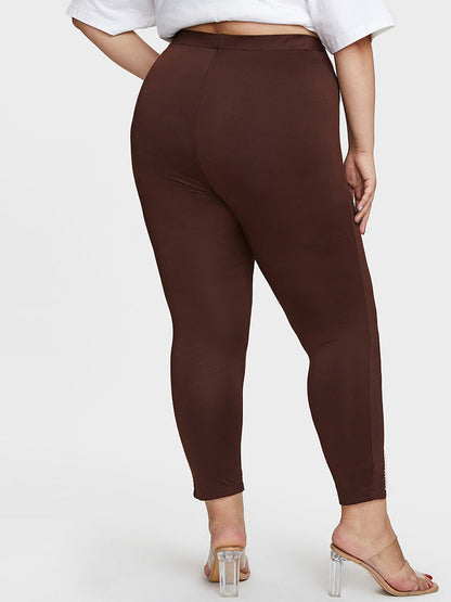 Beaded Slit Solid Bodycon Pants