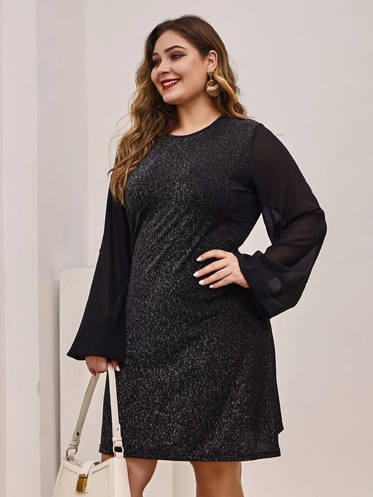 Bright Silk Chiffon Sleeve Dress