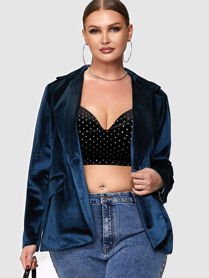 Button Velvet Pocket Blazer