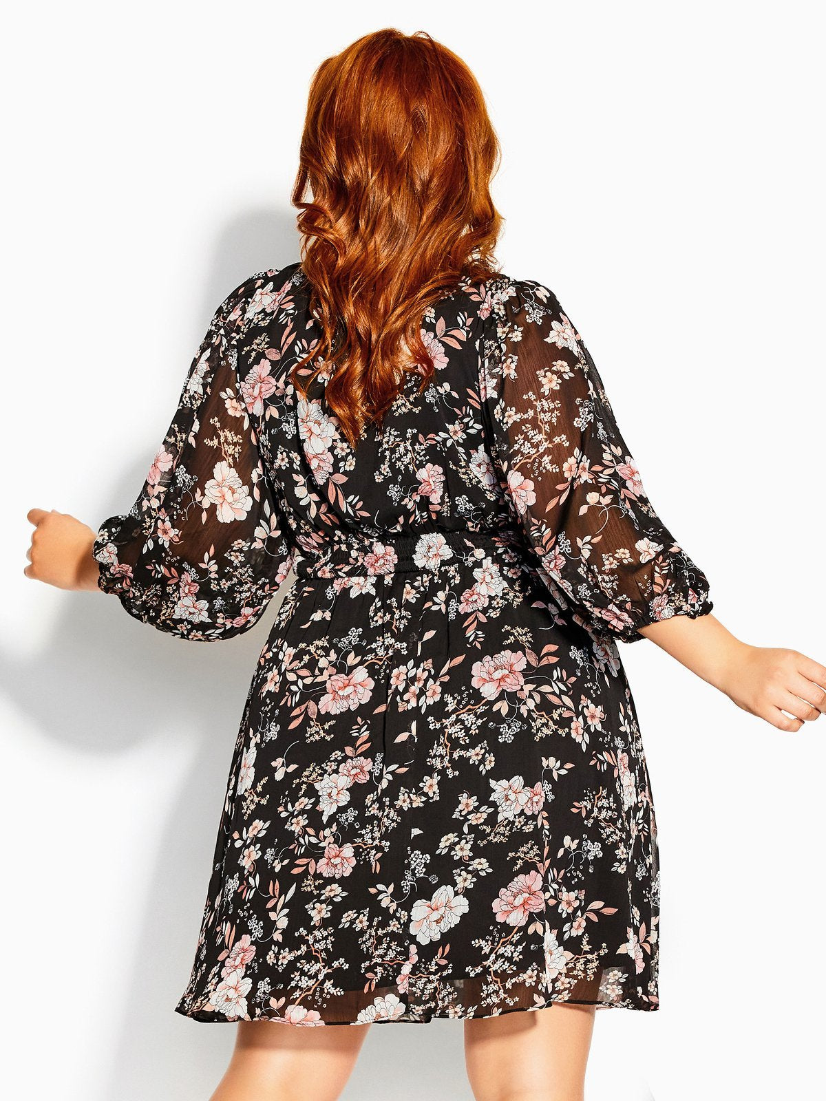 Floral Printed Lantern Sleeve Dress