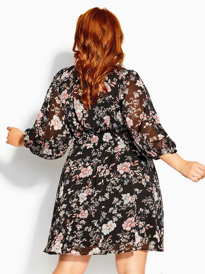 Floral Printed Lantern Sleeve Dress
