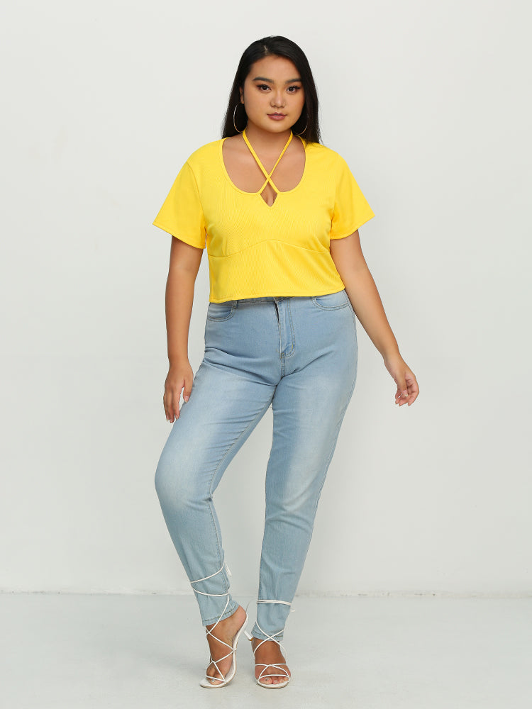 Notched Knotted T-Shirt