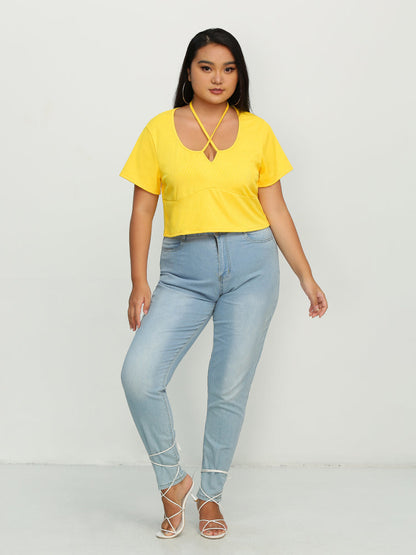 Notched Knotted T-Shirt