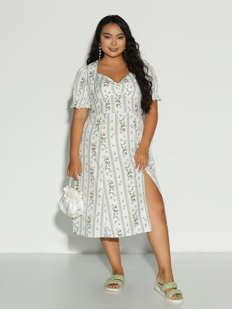 Ditsy Floral Frill Sleeve Dress