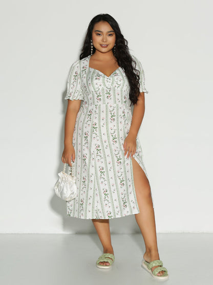 Ditsy Floral Frill Sleeve Dress