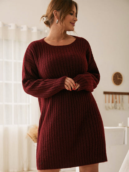 Solid Color Casual Sweater Dress