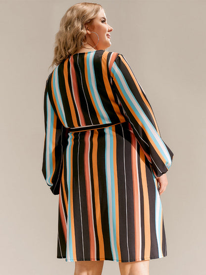 Stripe V-Neck Dresses