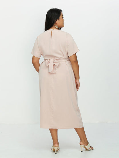 Bowknot Waist Ruched Split Hem