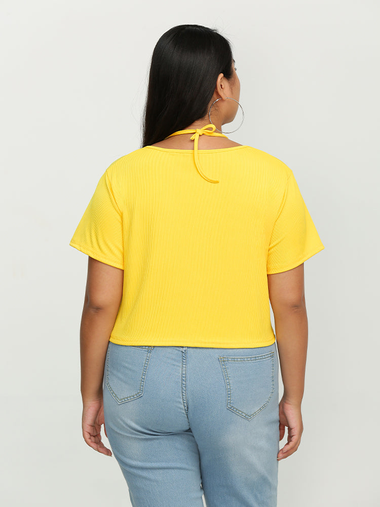 Notched Knotted T-Shirt