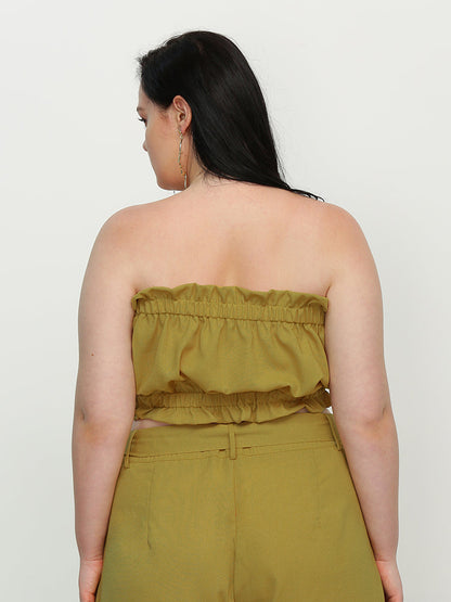 Shirred Frill Trim Crop Top