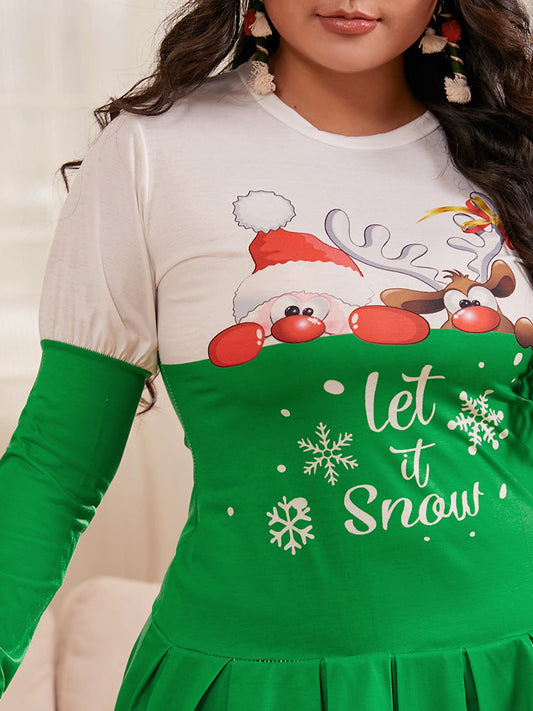 Christmas Pattern Pleated Dress