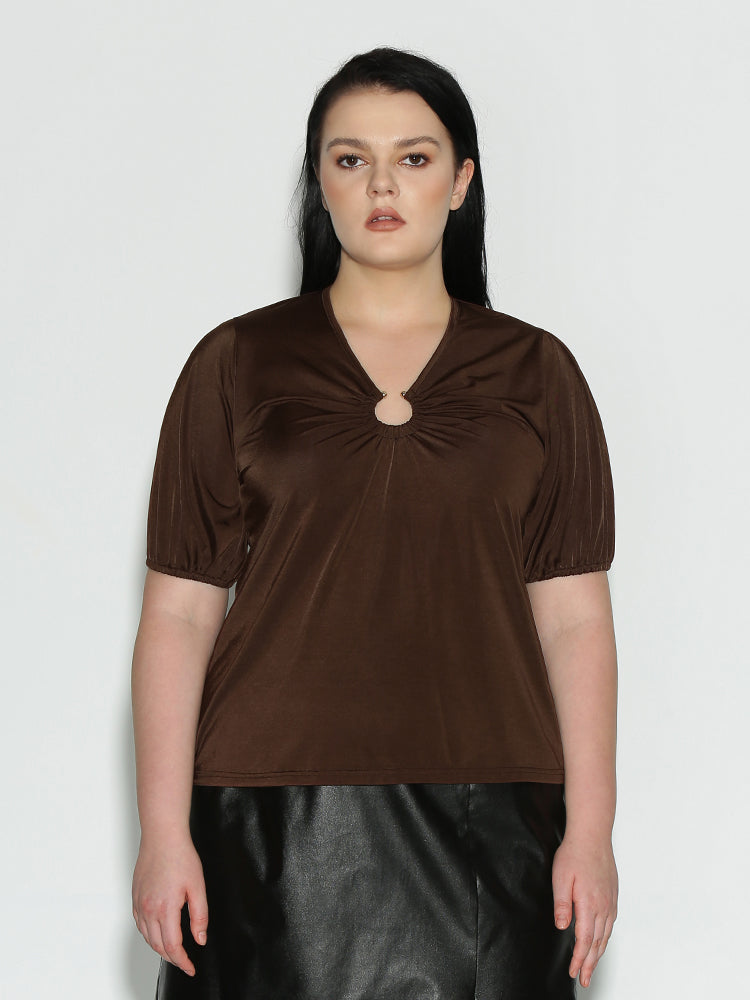 Notch Short Sleeve Top